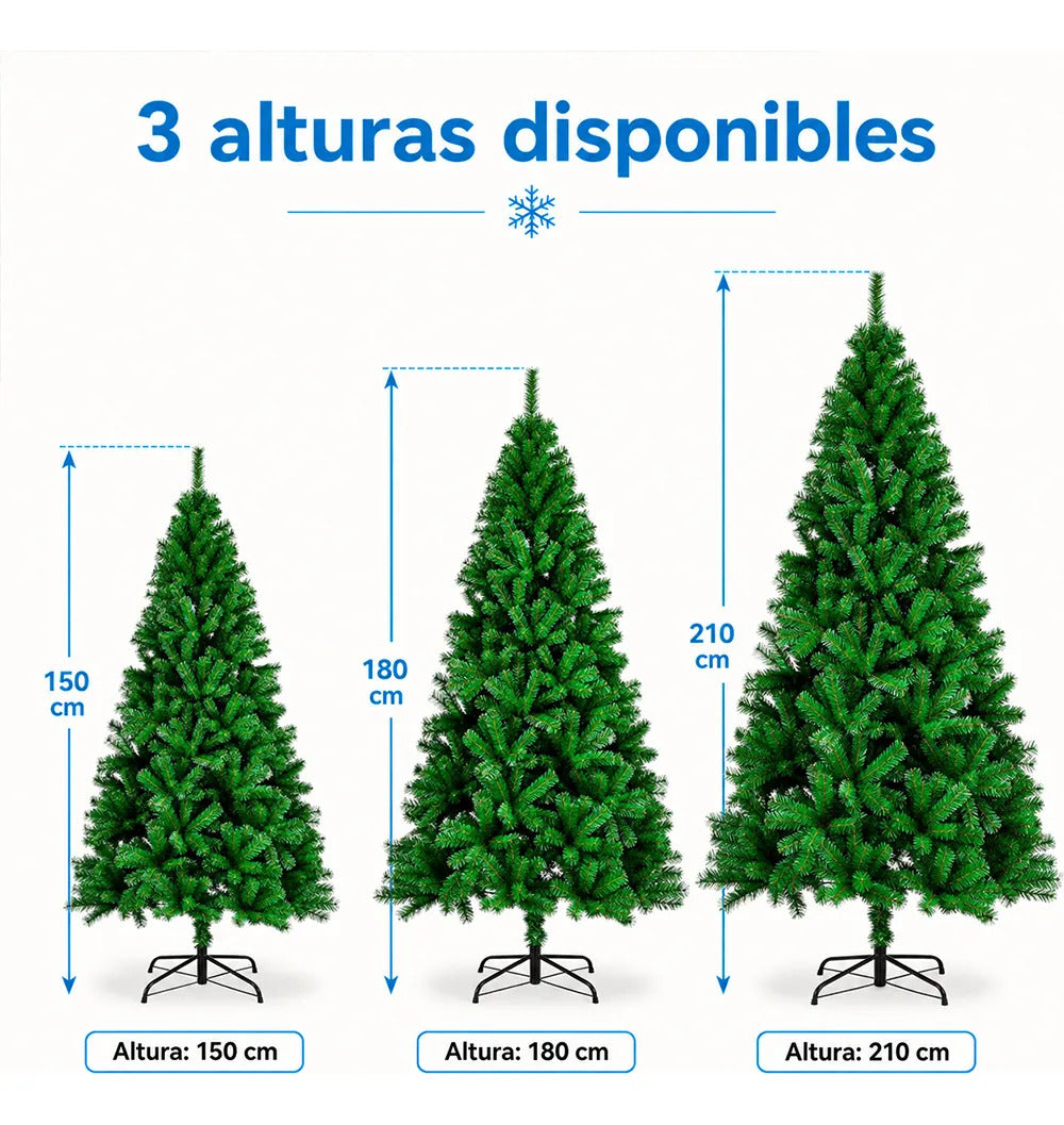 Árbol De Navidad Artificial Verde 180 Cm Con Base Metálica