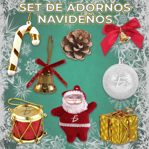 Set De Adornos Navideños Incluye Mini Santa Claus Y 7