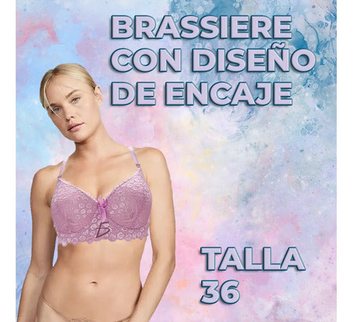 Brasier Con Encaje De Copa Completa Rosa M