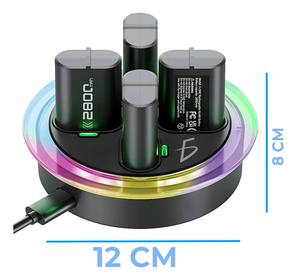 Cargador De 4 Pilas Para Xbox Con 4 Pilas De 2800mah