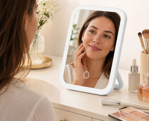 Espejo Led Plegable Para Maquillaje Con Control Táctil