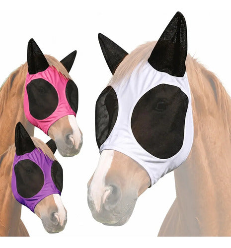 Máscara Antimoscas Para Caballo Con Cubreorejas 35 × 38 Cm Rosa