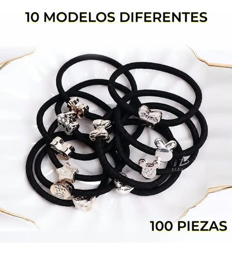 100 Ligas Donas Elásticas Para Cabello Con Bisutería