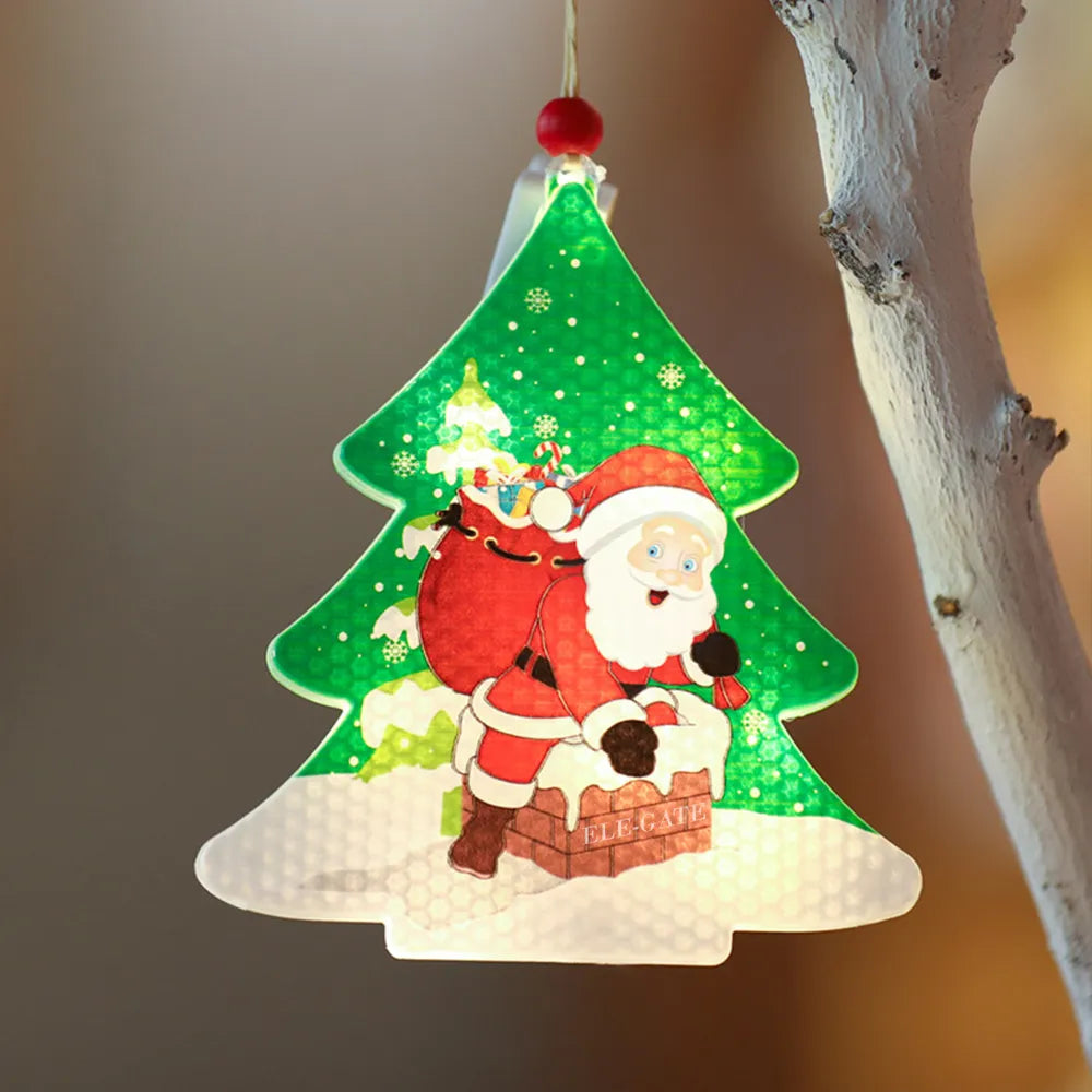 Colgante luminoso de luz LED con motivos de Navidad con verde