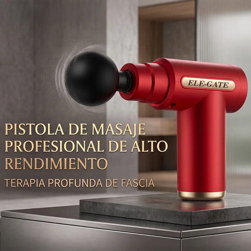 Mini Pistola De Masaje Muscular Portátil Rojo Carmín Con