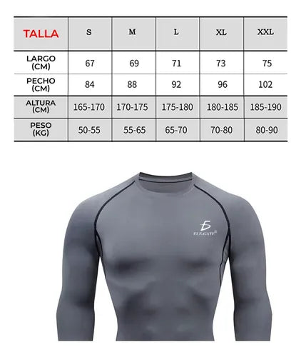 Playera De Compresión De Manga Larga Talla Xl Azul Marino Xl