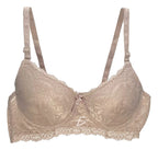Brasier con encaje bordado push up beige M