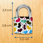 Candado de hierro de 32mm blanco con estampado de corazones