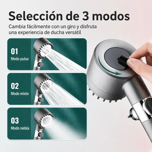 Regadera De Mano Alta Presión 3 Modos Con Filtro Y Pausa