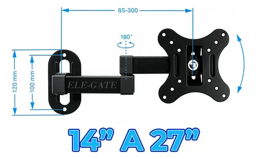 Soporte Pantalla Tv Pared De 14 A 27 Pulgadas Soporta 10kg