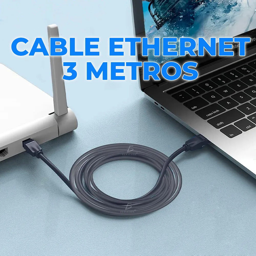 Cable Para Red Cat7 Rj45 Ethernet Utp Negro 3m