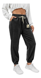 Pantalones Deportivos Con Forro Térmico De Cintura Alta Negro Xxl