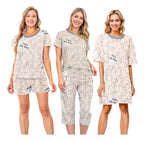 Set De 4 Piezas De Pijamas Ligeras Kawaii Frescas Y Casuales Crema Xxl