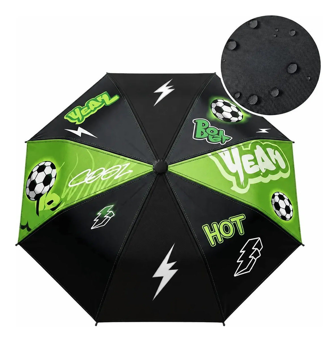 Paraguas Plegable Automático Deportivo Verde Y Negro Diseño