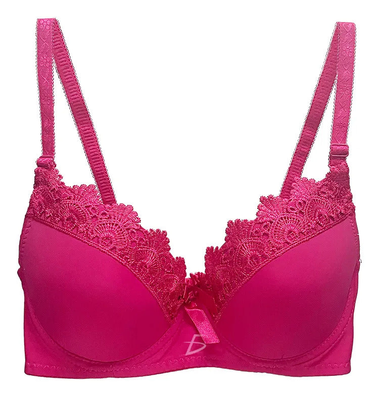 Brasier con encaje de copa completa fucsia M
