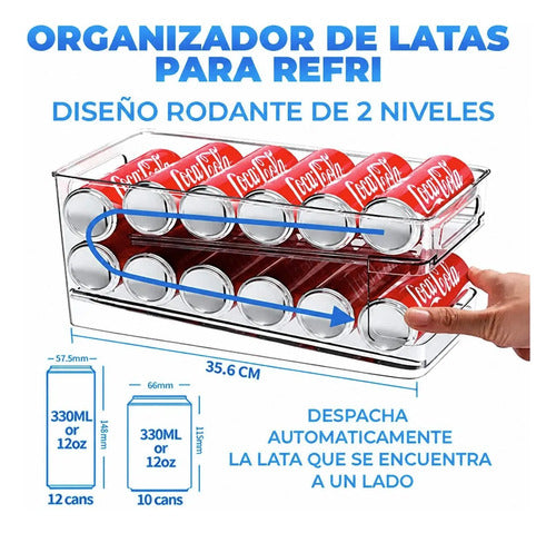 Organizador De Latas Para Refri Con 2 Niveles