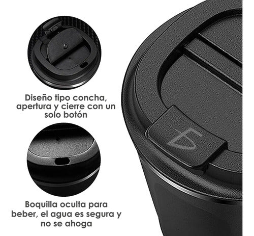 Vaso Térmico Para Café 510 Ml De Acero Inoxidable Con Tapa
