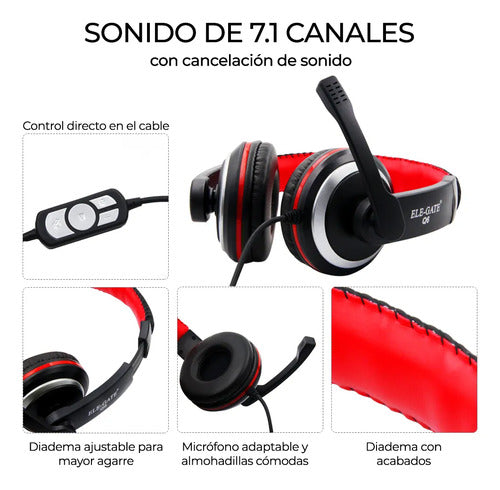 Audifonos Diadema Gamer Usb Audio Para Xbox 360 Pc Ps4 Q6 Negro