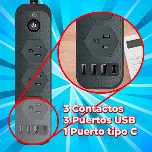 Multicontacto De Alimentación Universal 3 Clavijas 3