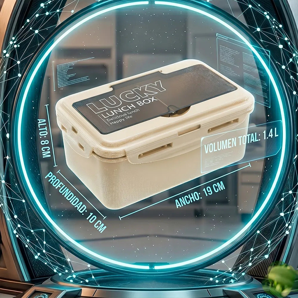 Contenedor Hermético De Plástico 1.4 L Con Cubiertos