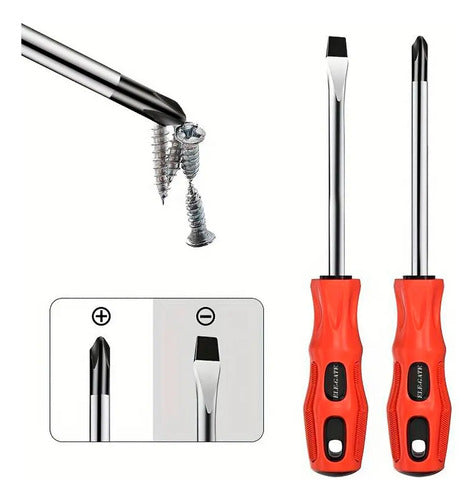 Kit 2 Desarmadores Puntas Magnéticas Acabado Cromado Mangos Ergonómicos Resistentes Ele-gate