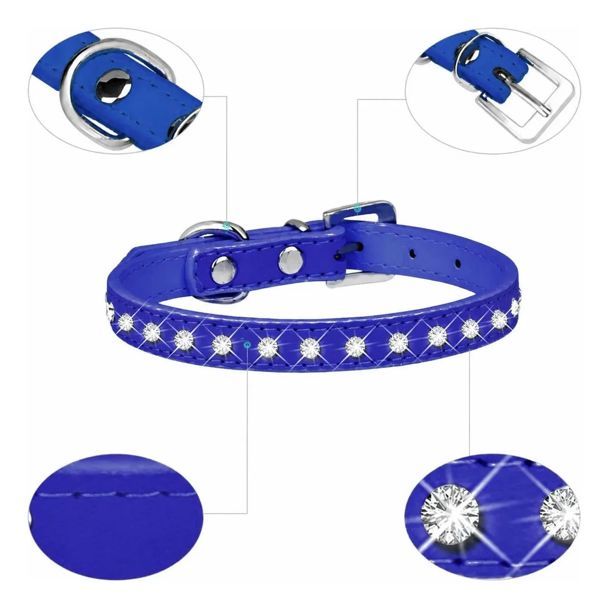 Collar Ajustable Con Diamantes De Imitación Para Mascotas Marrón