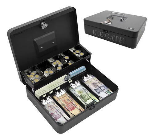 Caja Metálica Para Efectivo Y Monedas Con Cerradura Con.125