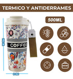 Termo Hermético Floral 500 Ml Para Bebidas Frías O Calientes