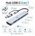Hub Usb-c 7 En 1 Con Hdmi 4k Usb 3.0 Pd 100w Sd Tf Y Doble