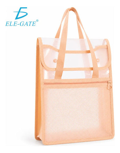 Bolsa Organizadora Transparente Con Asas Y Bolsillo Frontal Verde