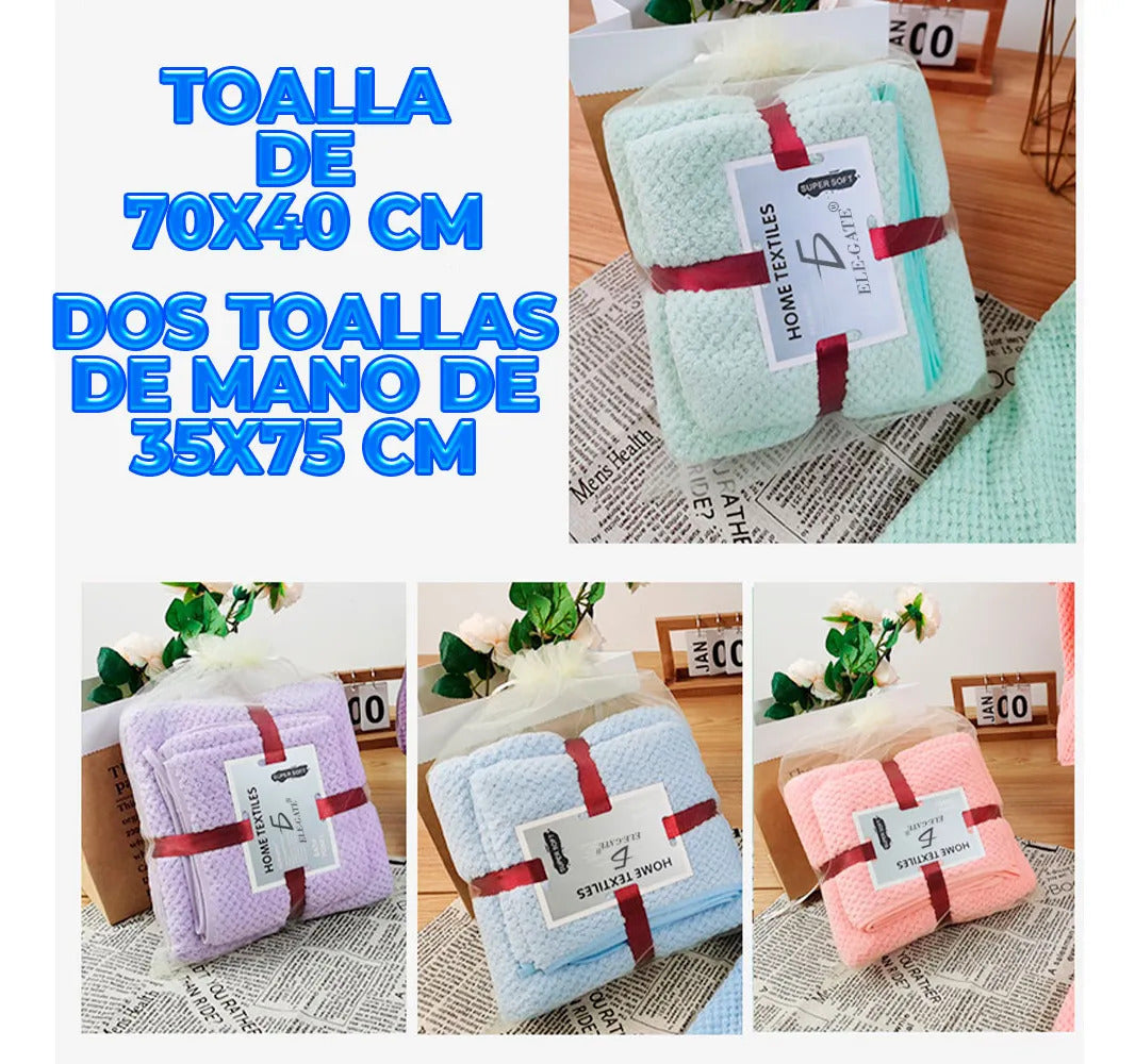 Juego De 3 Toallas Para Baño Y Manos Suavidad Y Absorción Violeta