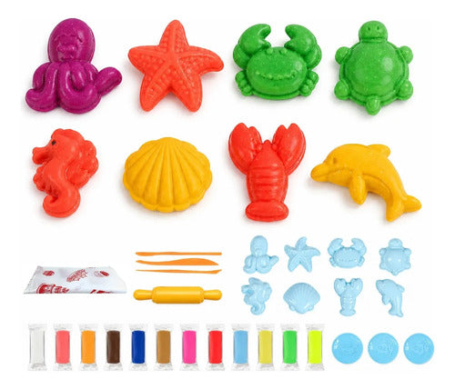 Kit De Plastilina Infantil Con Moldes De Animales Marinos