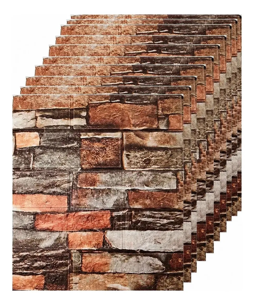 Paneles xpe autoadhesivos 10 pzs ladrillo multicolor 35 x