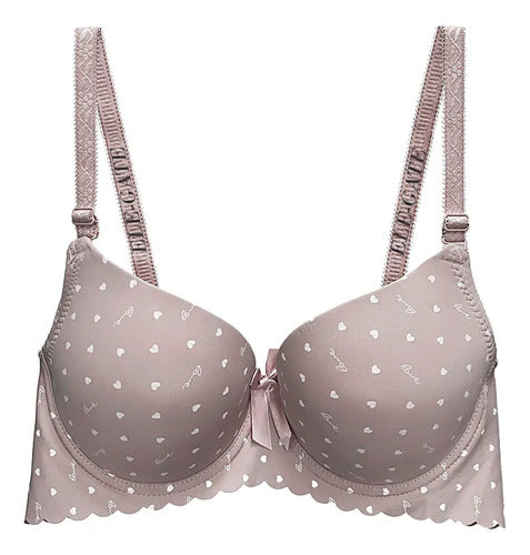 Brasier Con Copa Completa Espalda De Encaje Con Efecto Push Beige M