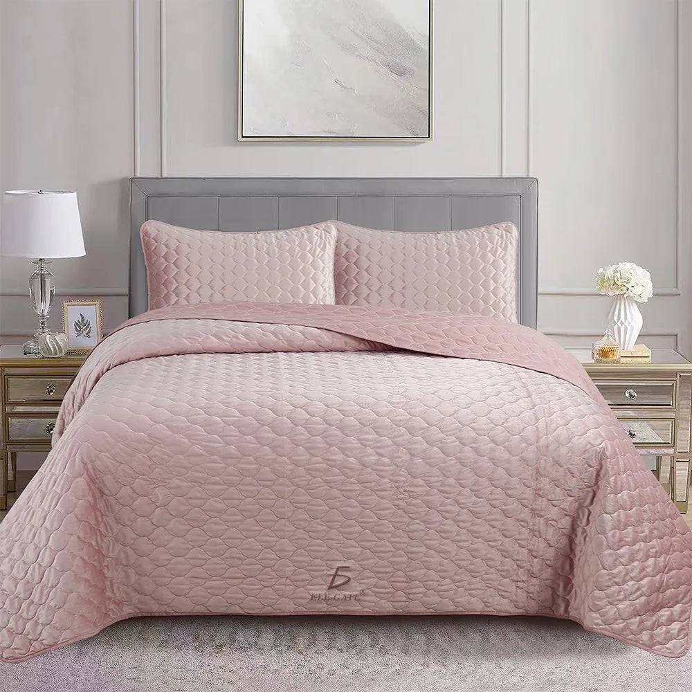 Colcha rosa claro ligera para verano 220 x 220 cm rosa claro