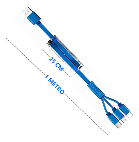 Cable Retráctil 3 En 1 Micro Usb Usb-c Para iPhone Lightning