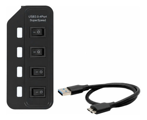 Hub Usb 3.0 Ele-gate 4 Puertos Con Interruptores Led