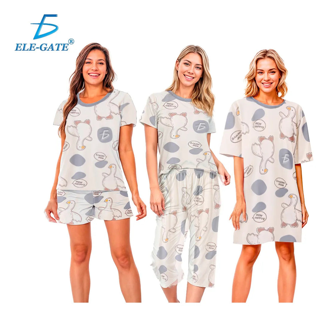 Set De 4 Piezas De Pijamas Ligeras Kawaii Frescas Y Casuales Amarillo Xxl