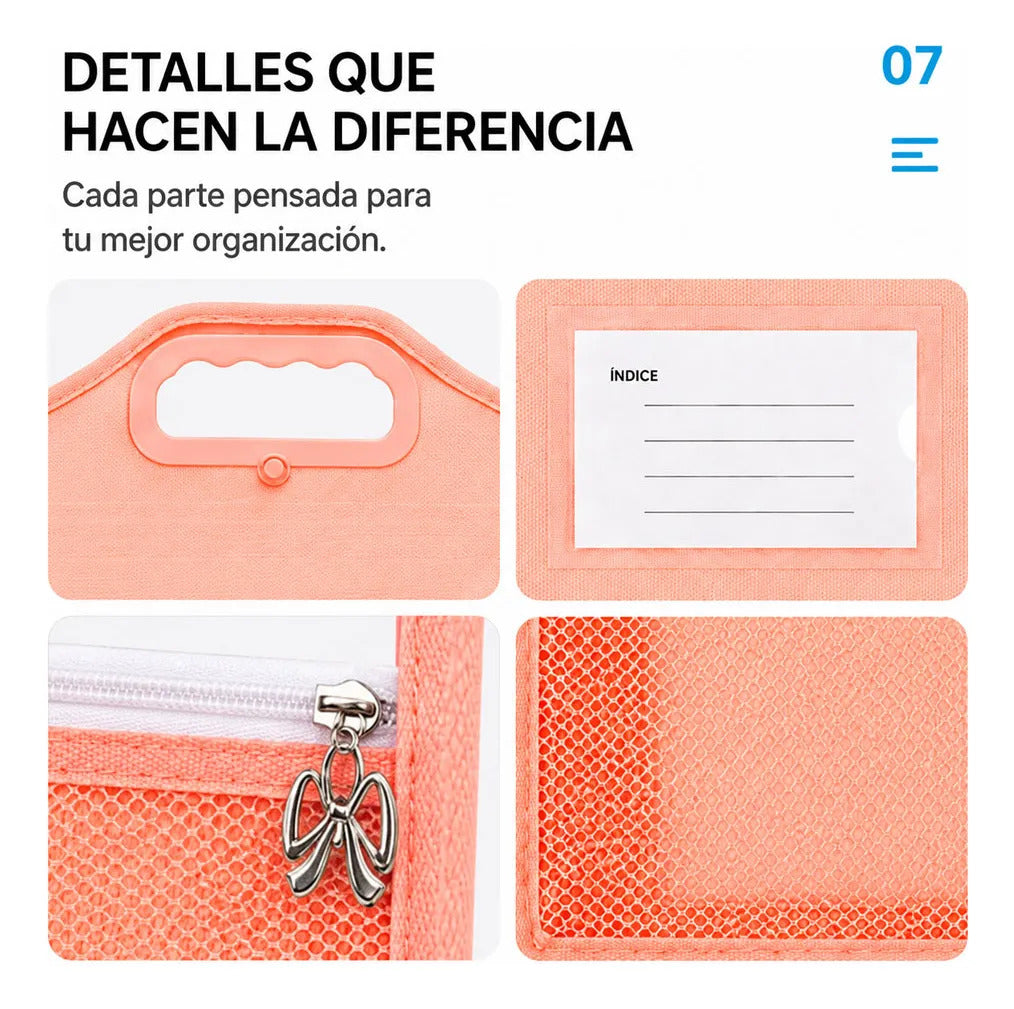 Carpeta Portadocumentos Transparente 35 X 41 Cm Con Asa Y Verde