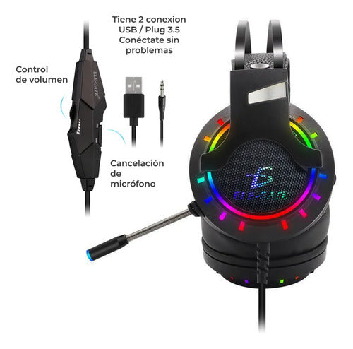 Audifonos Gamer Para Ps4 Xbox Pc Led Rgb Negro