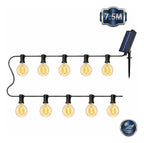 Guirnalda Solar G40 De 7.5 M Con 10 Focos Luz Cálida Y Negro