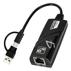 Adaptador Ethernet Tipo-c Y Usb Gigabit 10 100 1000 Para Pc