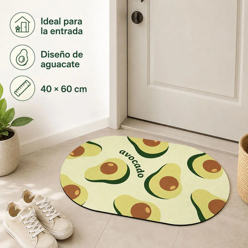 Tapete Absorbente 40 X 60 Cm Diseño Aguacate Secado Rápido