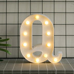 LED letras Q 3D luces foco lampara decora abecedario