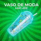 Vaso Fiesta Luz Led Arcoiris Termico Acrílico 500ml