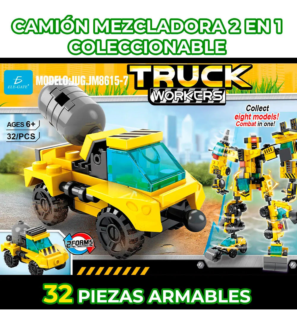 Juguete de bloques vehiculo de carga armable 2 en 1 32PZS 32