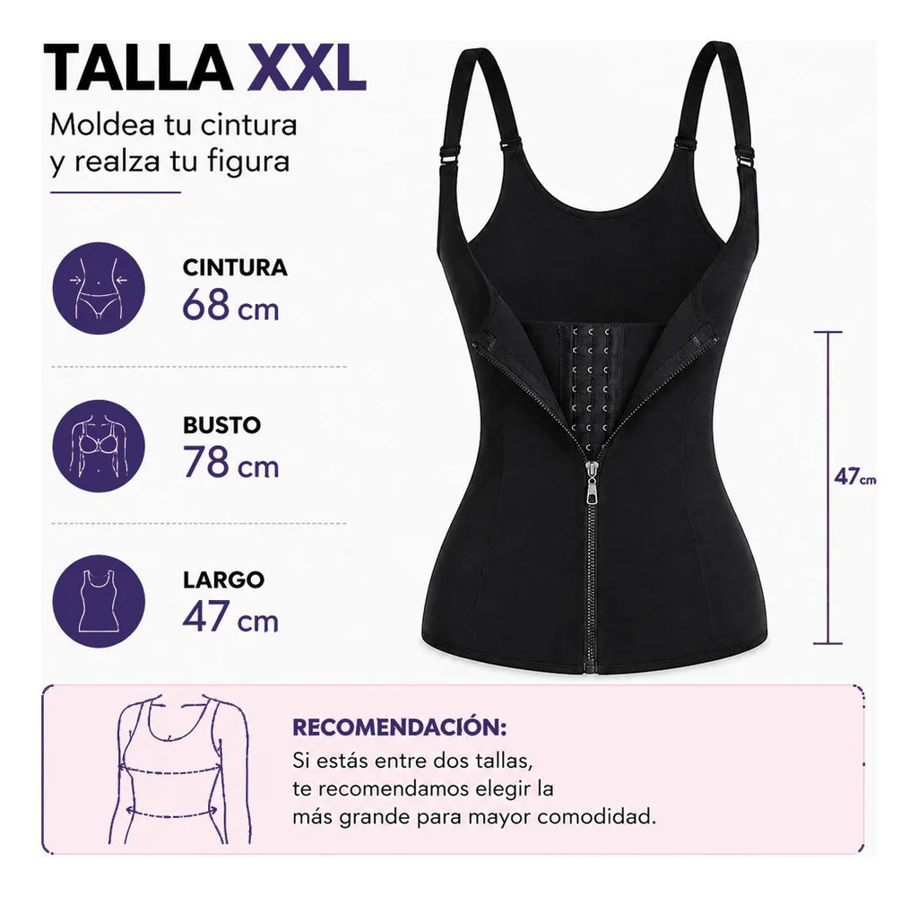 Faja Moldeadora De Cintura Con Cremallera Y Ajuste 3 Niveles Negro Xxl