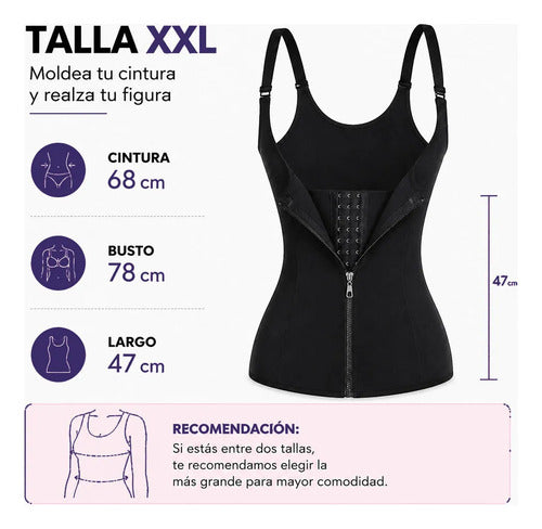 Faja Moldeadora De Cintura Con Cremallera Y Ajuste 3 Niveles Negro Xxl