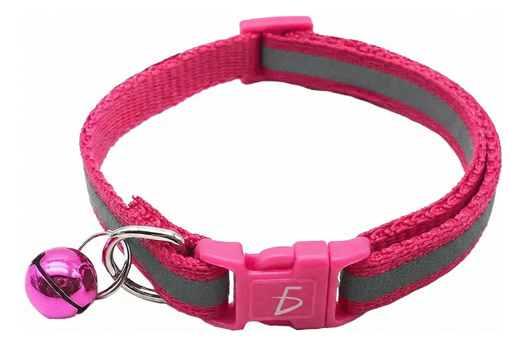 Collar Reflectante Con Campana Para Mascotas Rosa