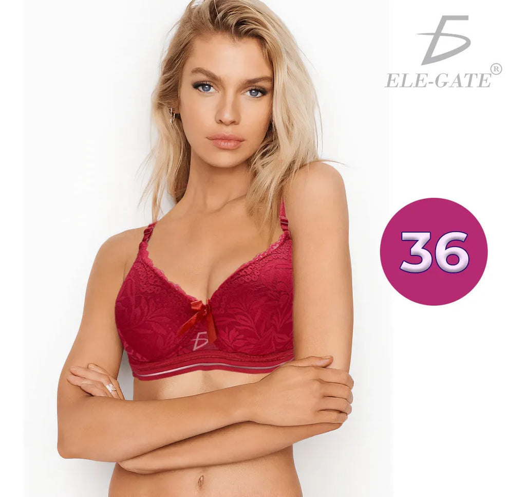 Brasier Con Encaje Y Push Up Con Tirantes Ajustables Rosa M